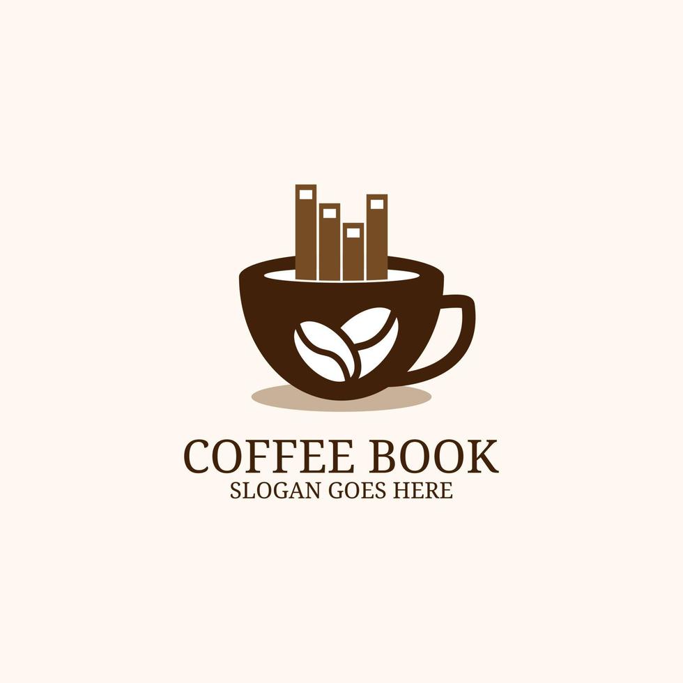 modelo de design de logotipo de livro de café, pode usar para sua marca registrada, identidade de marca ou marca comercial vetor