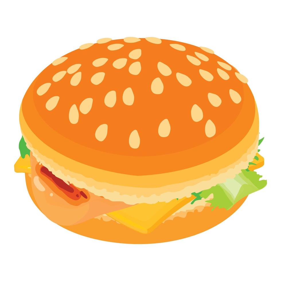 ícone clássico do cheeseburger, estilo isométrico vetor