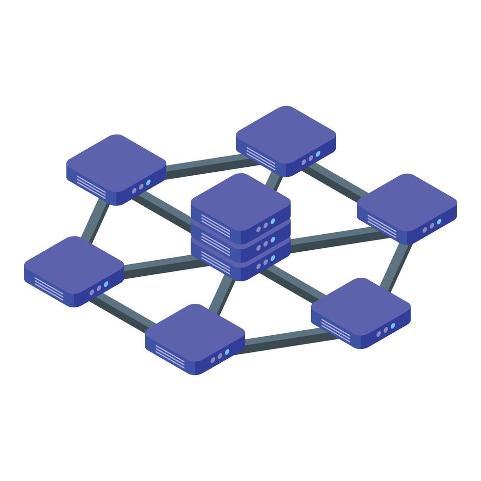 ícone de rede de cadeia de blocos, estilo isométrico vetor