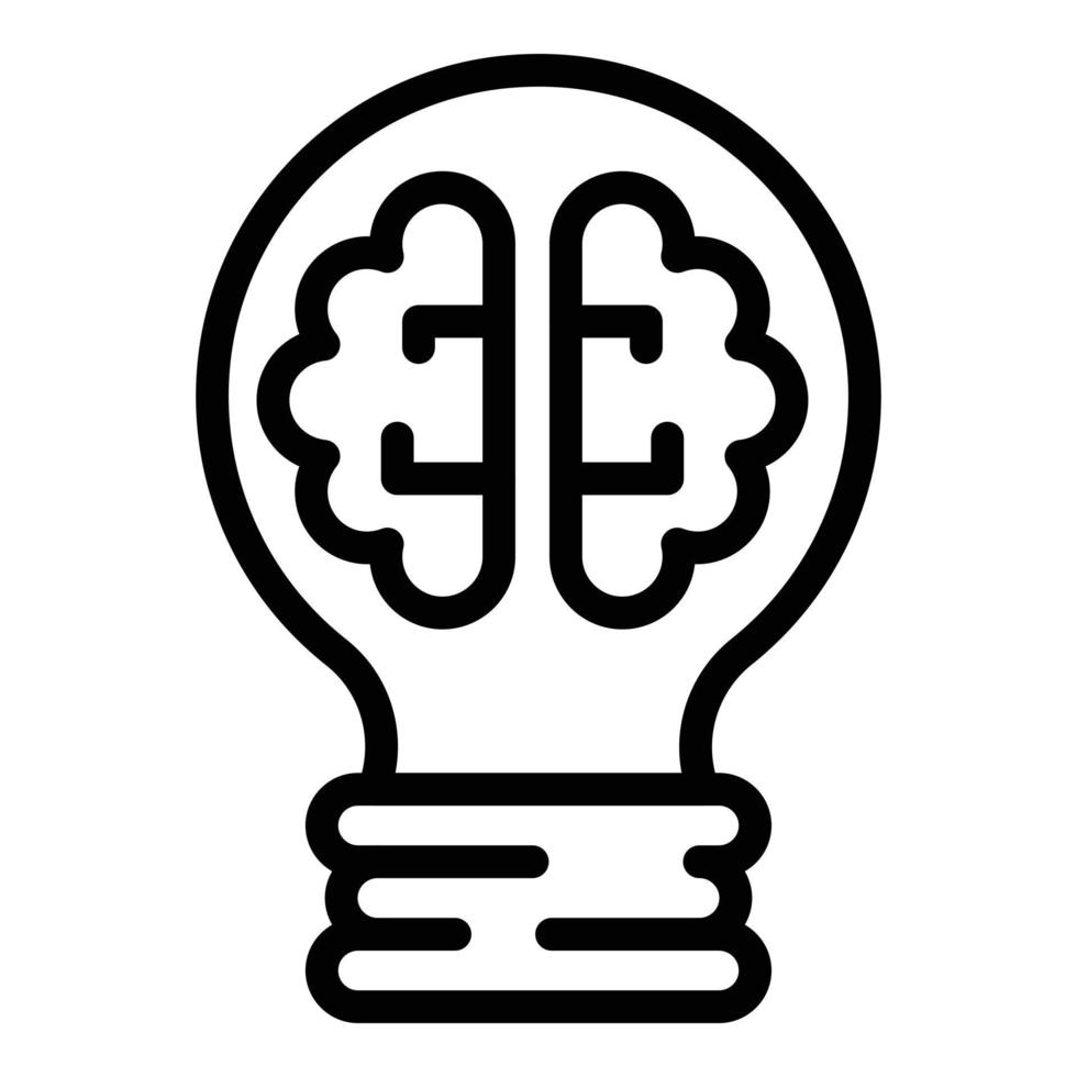 ícone de lâmpada inteligente brilhante, estilo de estrutura de tópicos vetor