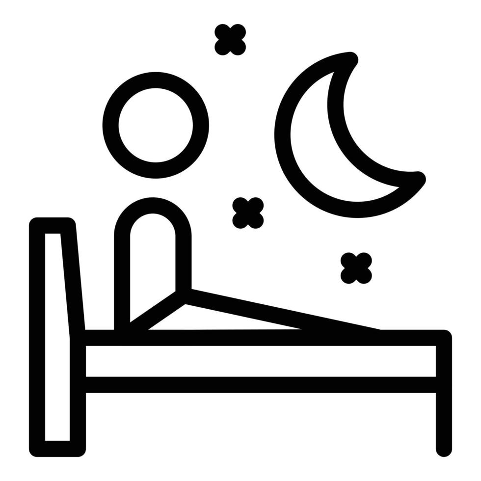 ícone do jet lag noturno, estilo de estrutura de tópicos vetor