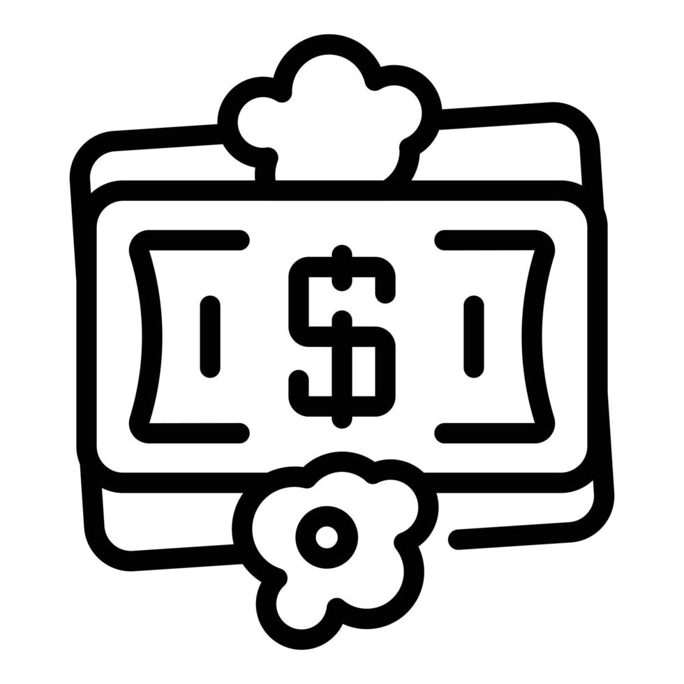ícone de dinheiro de lavanderia, estilo de estrutura de tópicos vetor