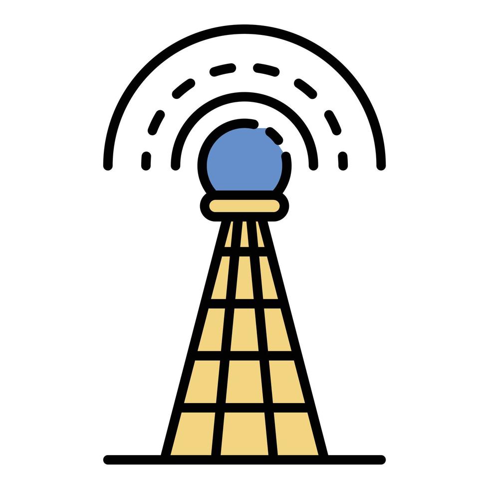 vetor de contorno de cor de ícone de torre de sinal