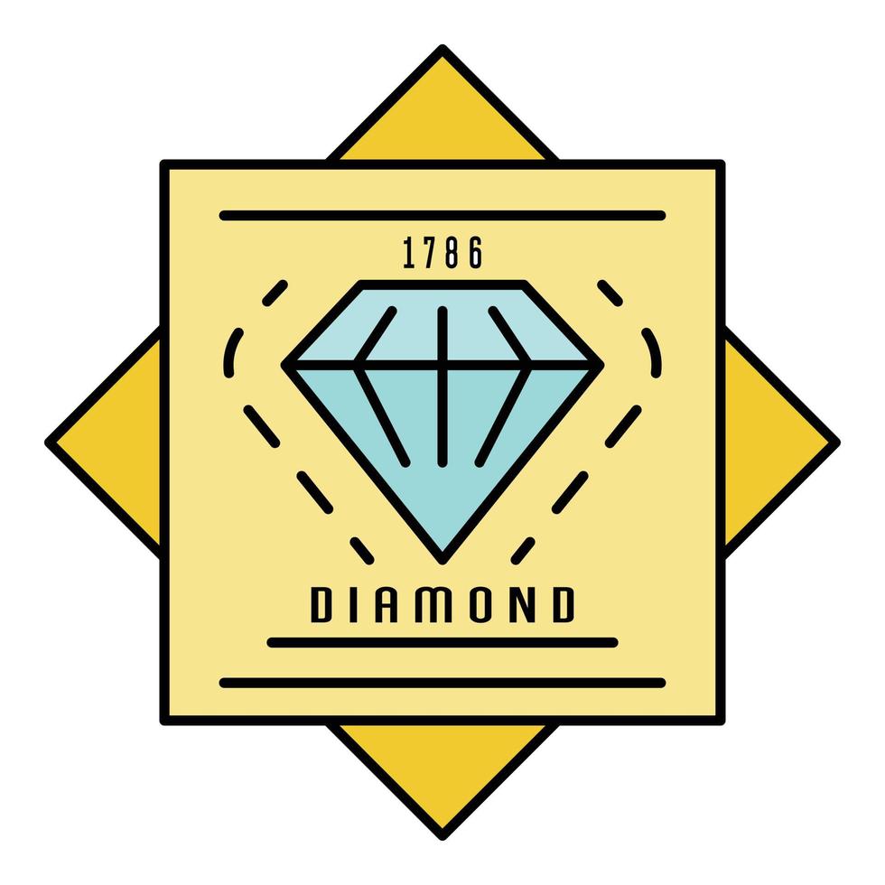 logotipo de diamante antigo, estilo de estrutura de tópicos vetor