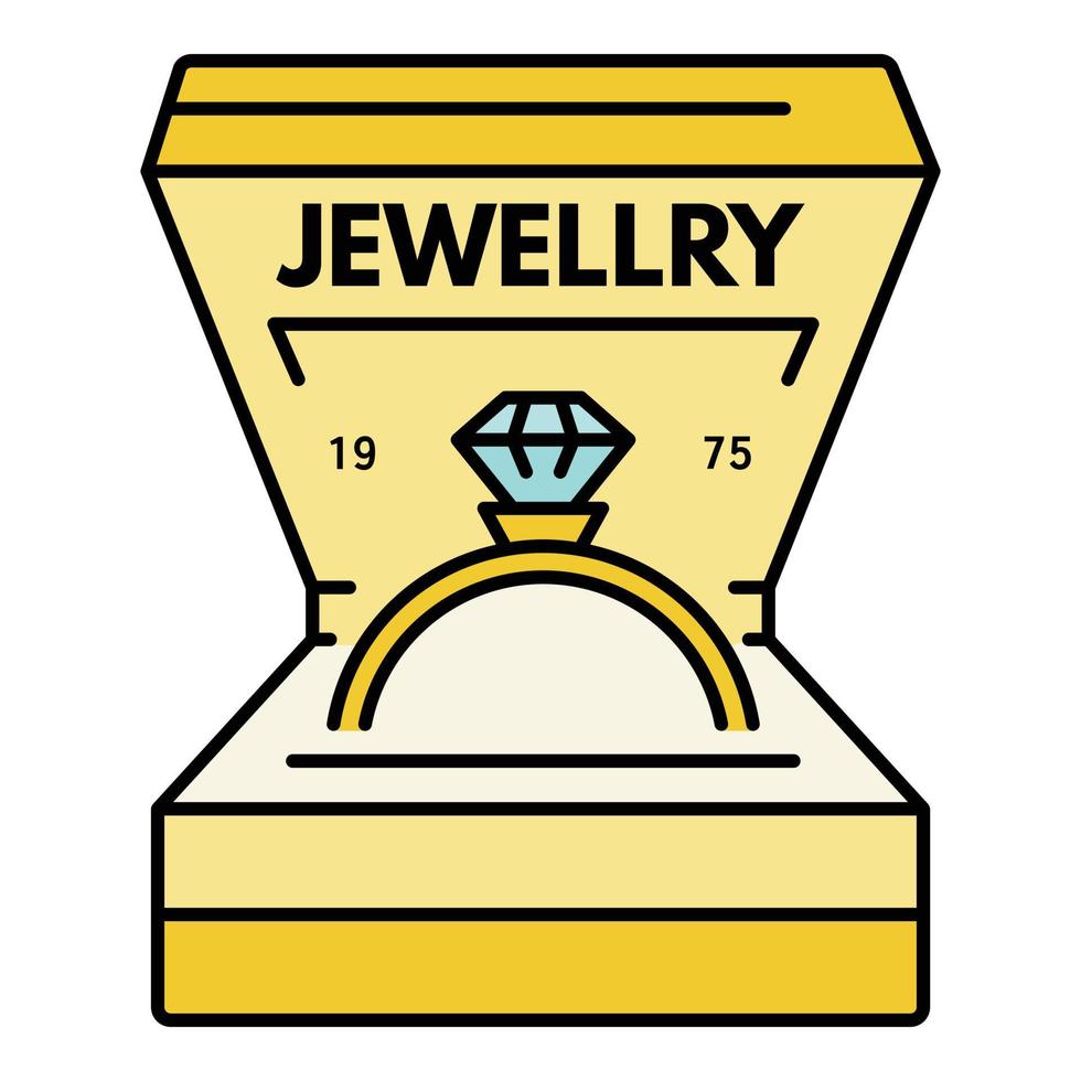 logotipo de anel de diamante de joias, estilo de contorno vetor