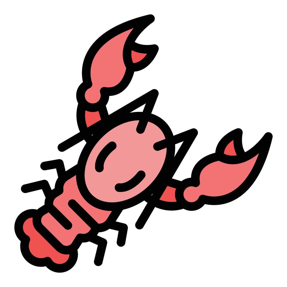 vetor de contorno de cores de ícone de lagosta deliciosa