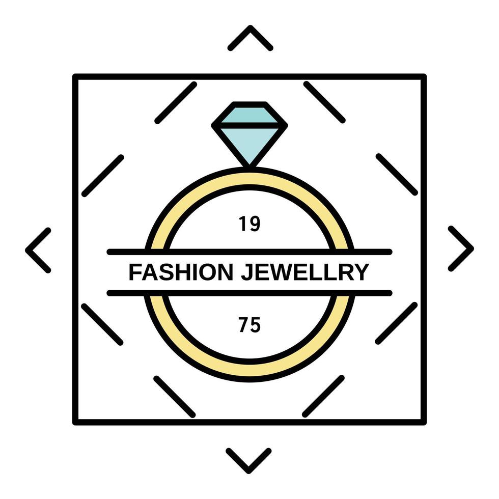 logotipo de joias de anel de moda, estilo de contorno vetor