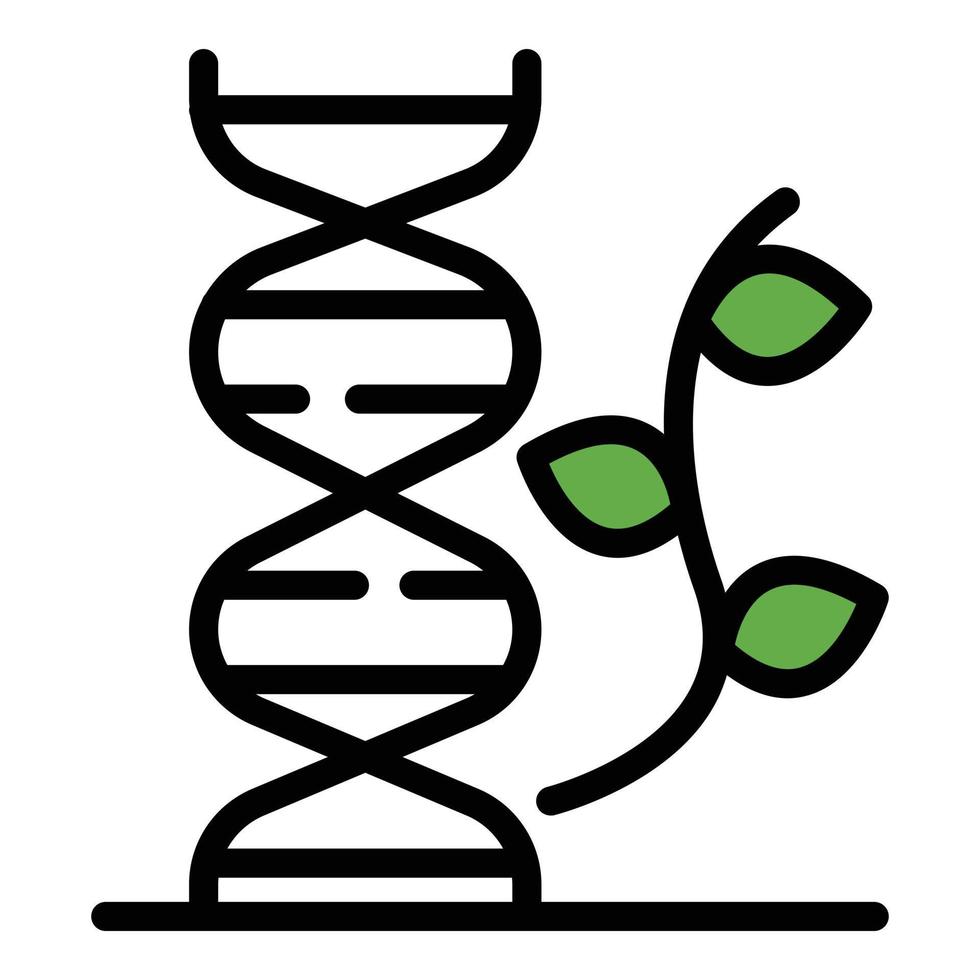 cadeia de dna e vetor de contorno de cor de ícone de galho