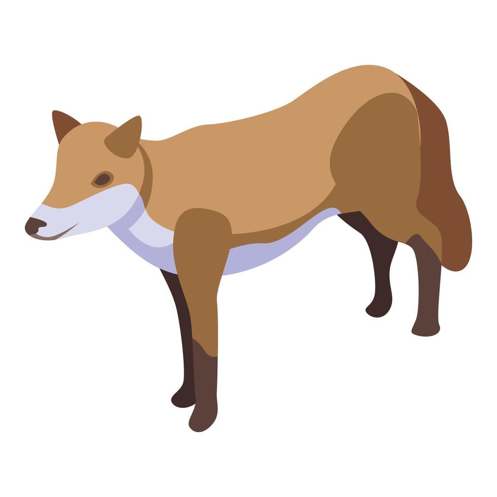ícone de raposa marrom, estilo isométrico vetor