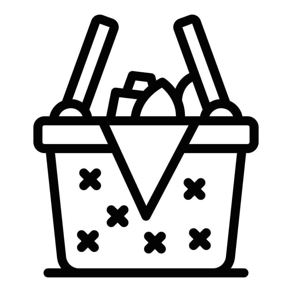 ícone de cesta de piquenique de fim de semana, estilo de estrutura de tópicos vetor