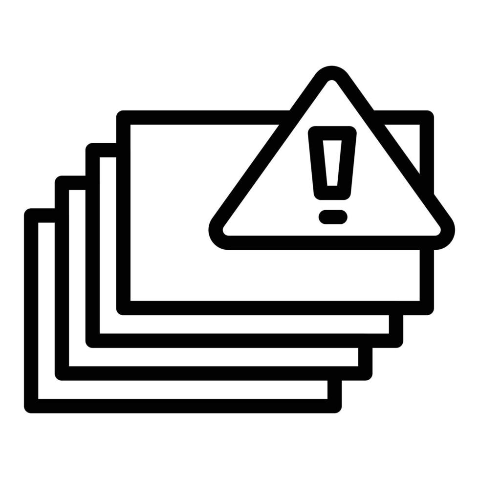 ícone de folhas de impressão de aviso, estilo de estrutura de tópicos vetor
