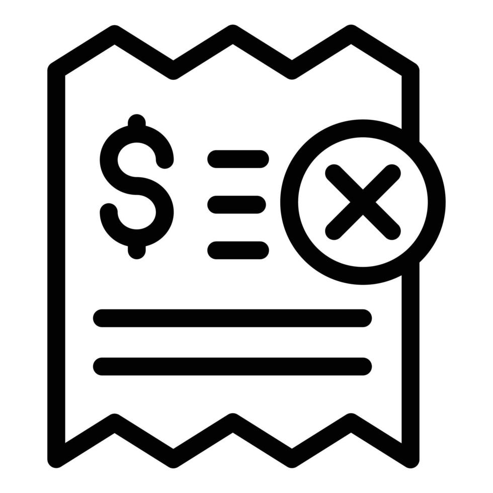 ícone de cancelamento de pagamento de contas, estilo de estrutura de tópicos vetor