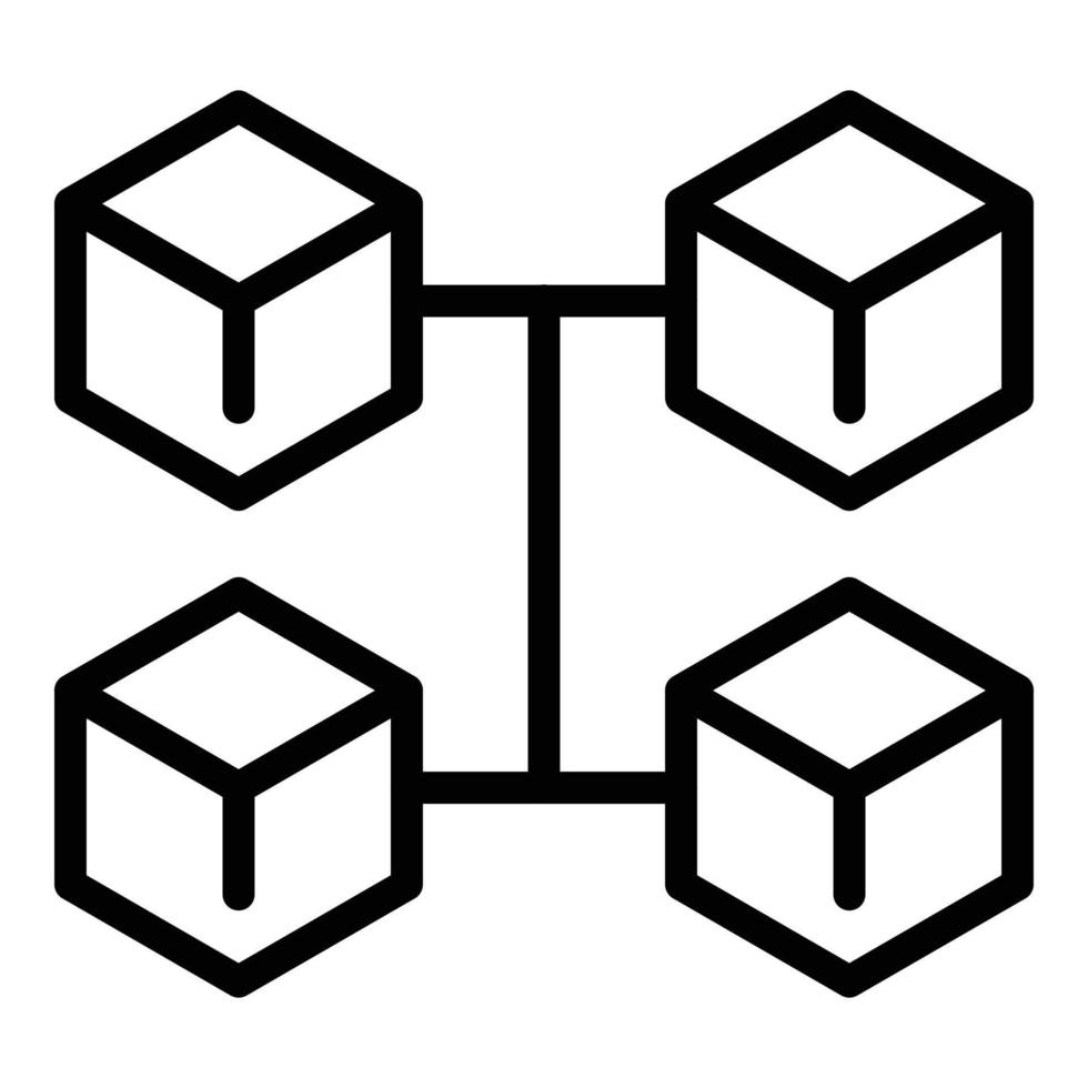 ícone do mercado blockchain, estilo de estrutura de tópicos vetor
