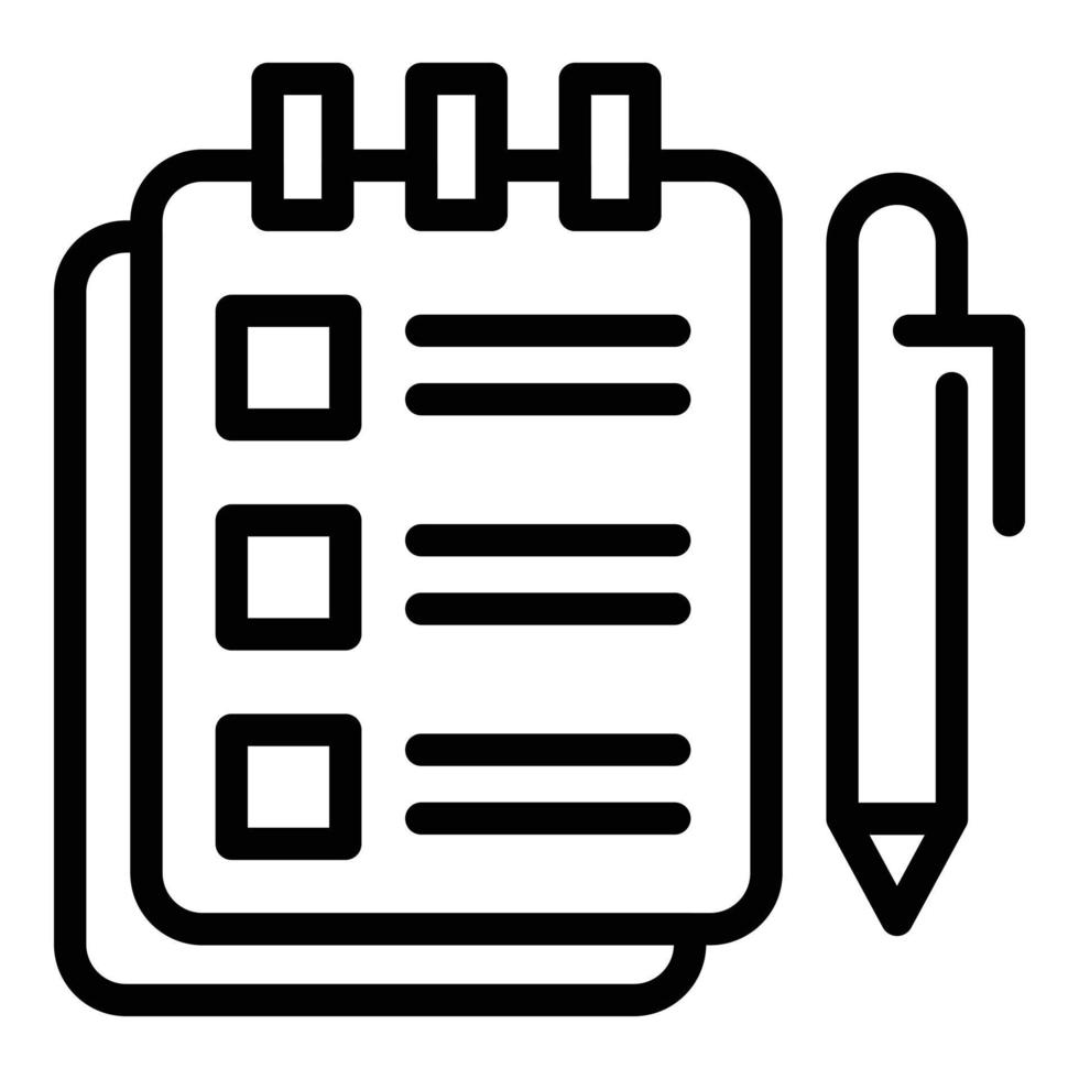 ícone de caderno de trabalho apressado, estilo de estrutura de tópicos vetor