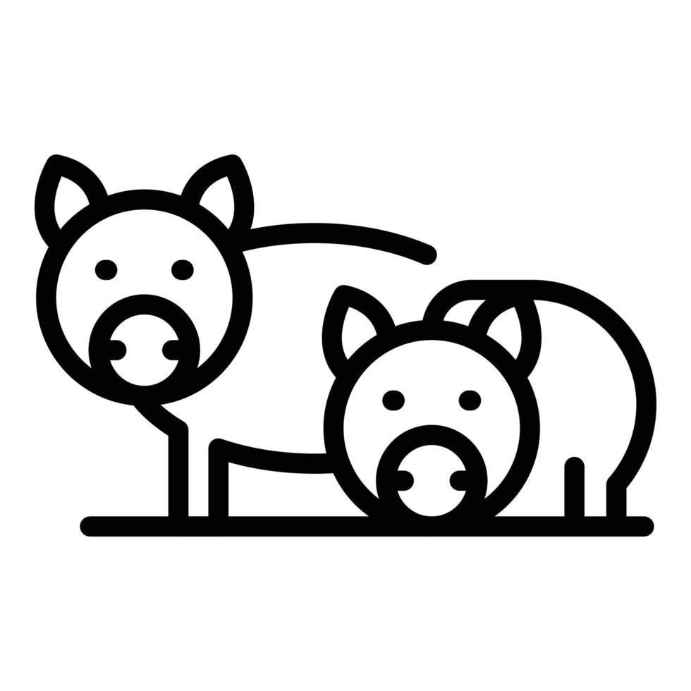 ícone de porcos de rancho, estilo de estrutura de tópicos vetor