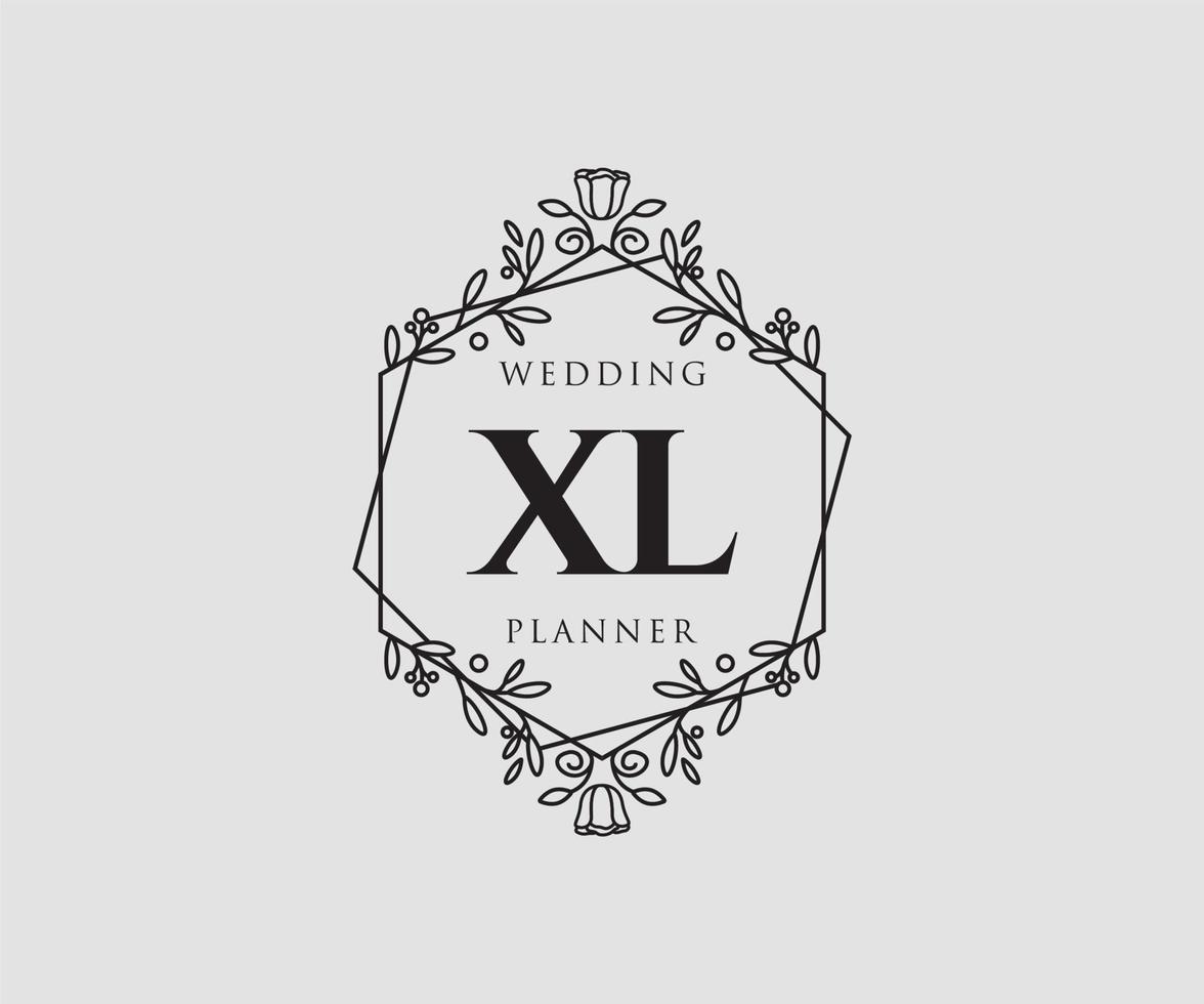 xl letras iniciais coleção de logotipos de monograma de casamento, modelos modernos minimalistas e florais desenhados à mão para cartões de convite, salve a data, identidade elegante para restaurante, boutique, café em vetor