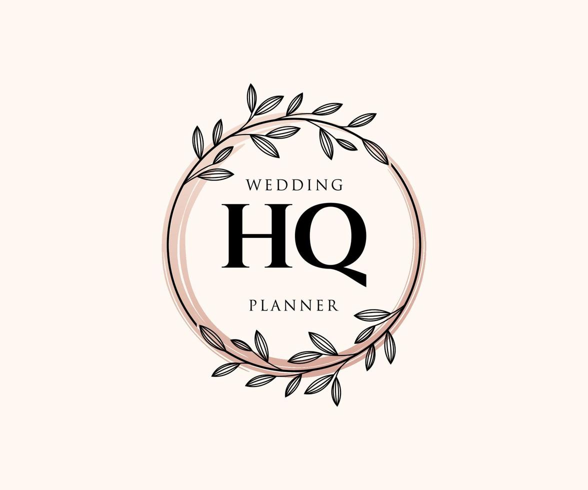 hq letras iniciais coleção de logotipos de monograma de casamento, modelos modernos minimalistas e florais desenhados à mão para cartões de convite, salve a data, identidade elegante para restaurante, boutique, café em vetor