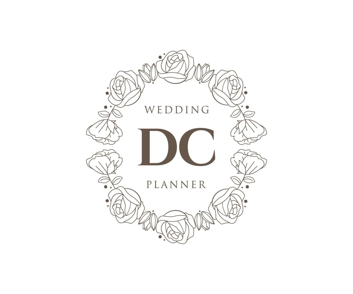 dc letras iniciais coleção de logotipos de monograma de casamento, modelos modernos minimalistas e florais desenhados à mão para cartões de convite, salve a data, identidade elegante para restaurante, boutique, café em vetor