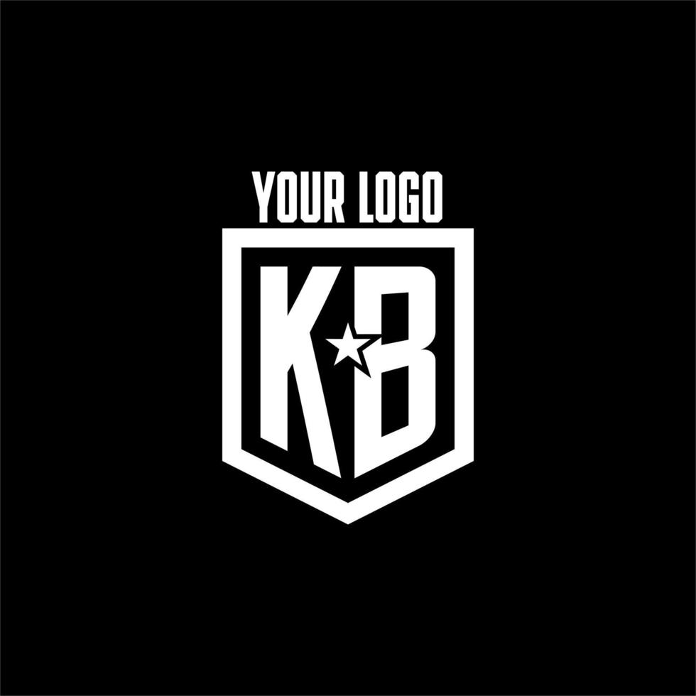 logotipo de jogo inicial kb com escudo e design de estilo estrela vetor