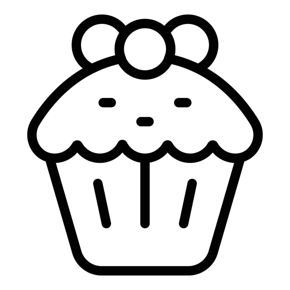 ícone de cupcake, estilo de estrutura de tópicos vetor