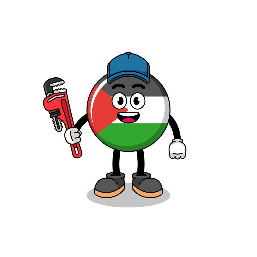 desenho animado de ilustração de bandeira palestina como encanador vetor