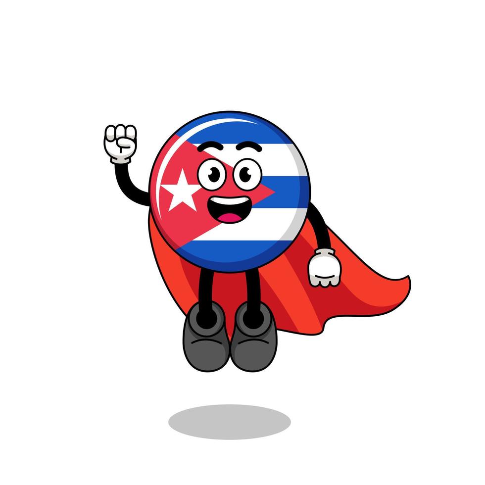 desenho de bandeira de cuba com super-herói voador vetor