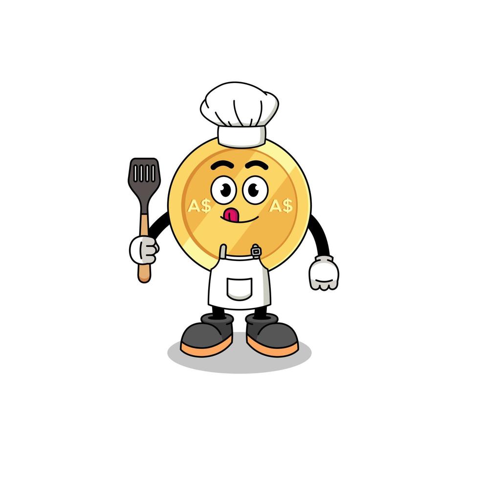 ilustração de mascote do chef do dólar australiano vetor