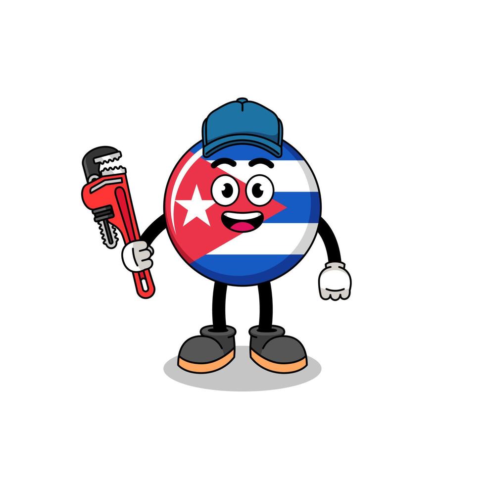 desenho animado de ilustração de bandeira de cuba como encanador vetor