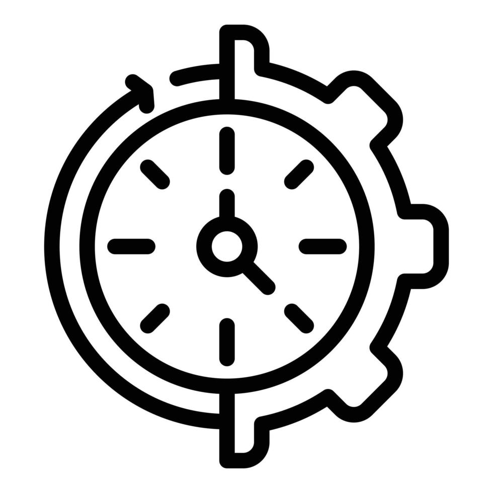 ícone de gerenciamento de tempo de roda de engrenagem, estilo de estrutura de tópicos vetor