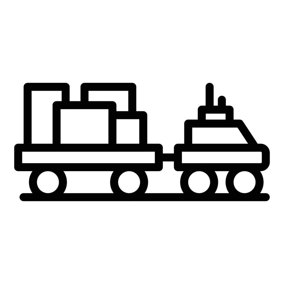 ícone do caminhão de bagagem do aeroporto, estilo de estrutura de tópicos vetor