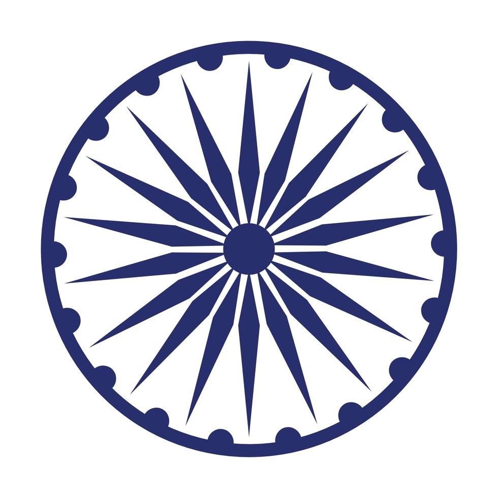 Desenho do ícone do símbolo Ashoka Chakra vetor