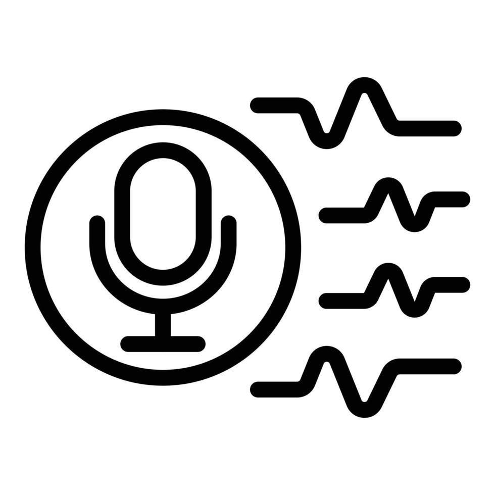 ícone de ondas de microfone, estilo de estrutura de tópicos vetor