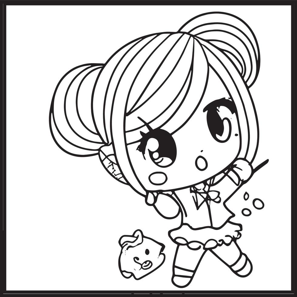 Desenho de Gatinha Chibi Kawaii para colorir