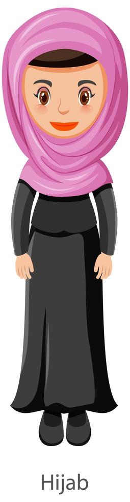 uma mulher usando um personagem de desenho animado de véu tradicional islâmico hijab vetor