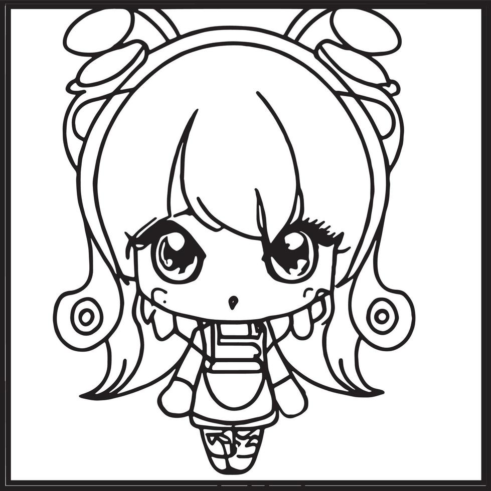 desenhos para colorir chibi vetor