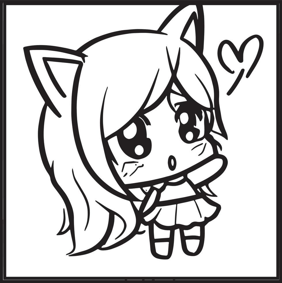 desenhos para colorir chibi 15907100 Vetor no Vecteezy