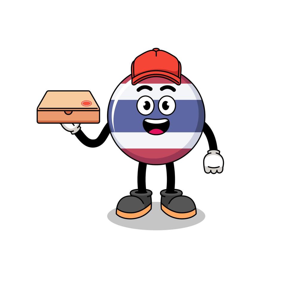 ilustração da bandeira da tailândia como entregador de pizza vetor