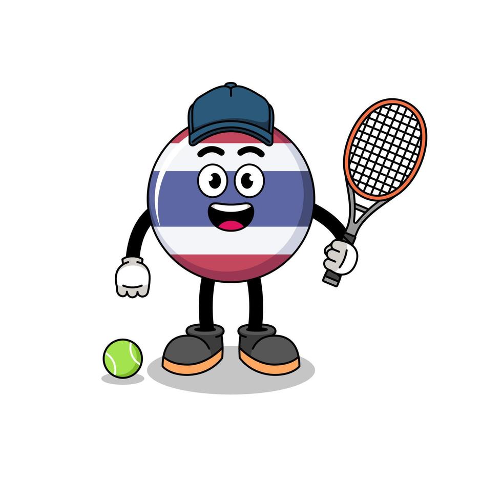 ilustração da bandeira da tailândia como jogador de tênis vetor