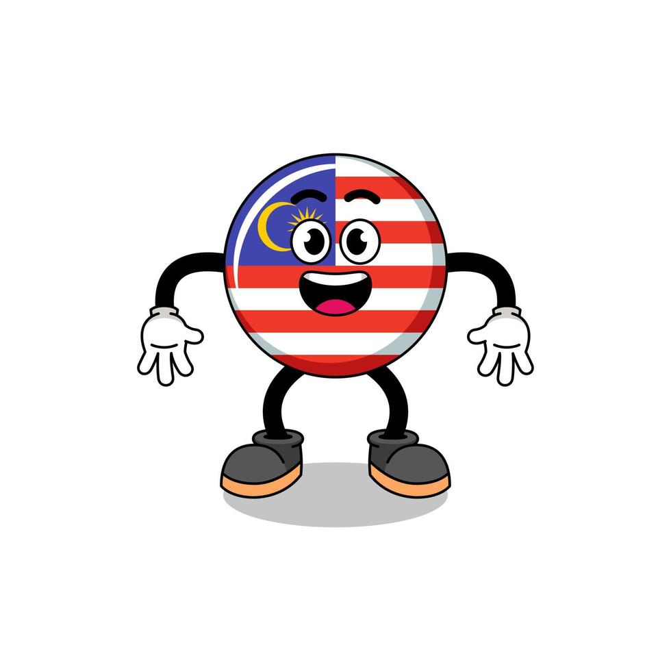desenho de bandeira da malásia com gesto surpreso vetor