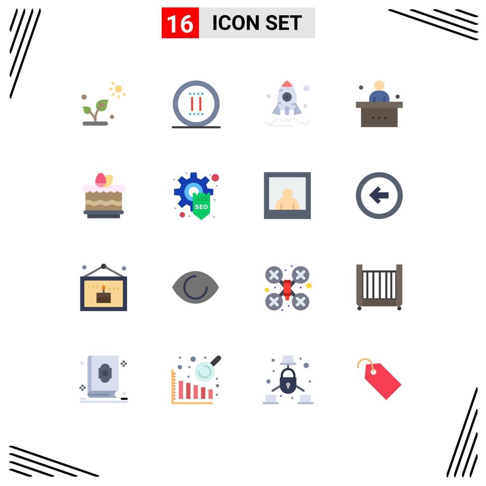 conjunto de 16 sinais de símbolos de ícones de interface do usuário modernos para o pacote editável de mesa de estudante de negócios de estudo de páscoa de elementos de design de vetores criativos