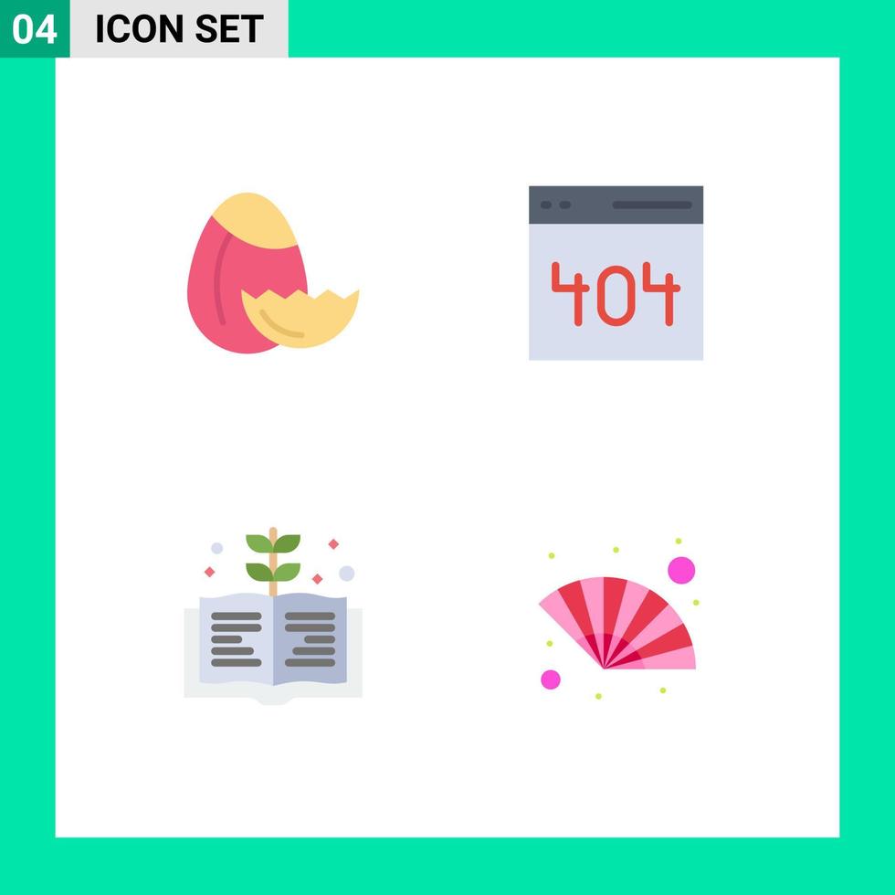 pacote de ícones vetoriais de estoque de 4 sinais e símbolos de linha para comunicação de conhecimento de ovo ventilador de mão do usuário elementos de design de vetores editáveis