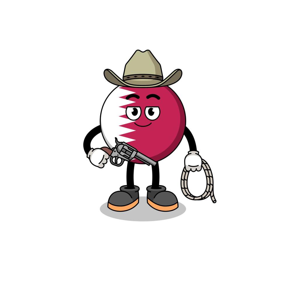 personagem mascote da bandeira do qatar como um cowboy vetor