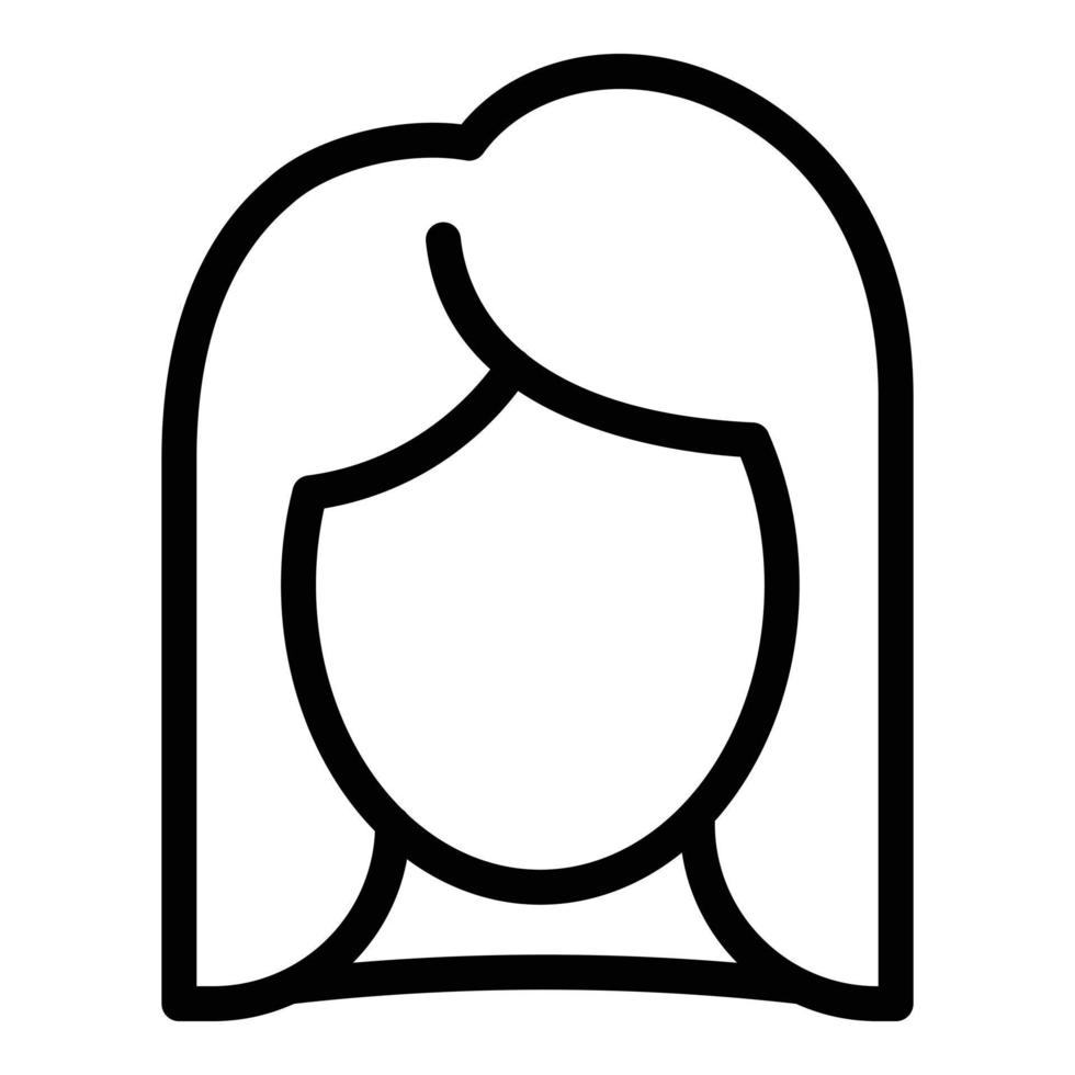 ícone de peruca de mulher, estilo de estrutura de tópicos vetor