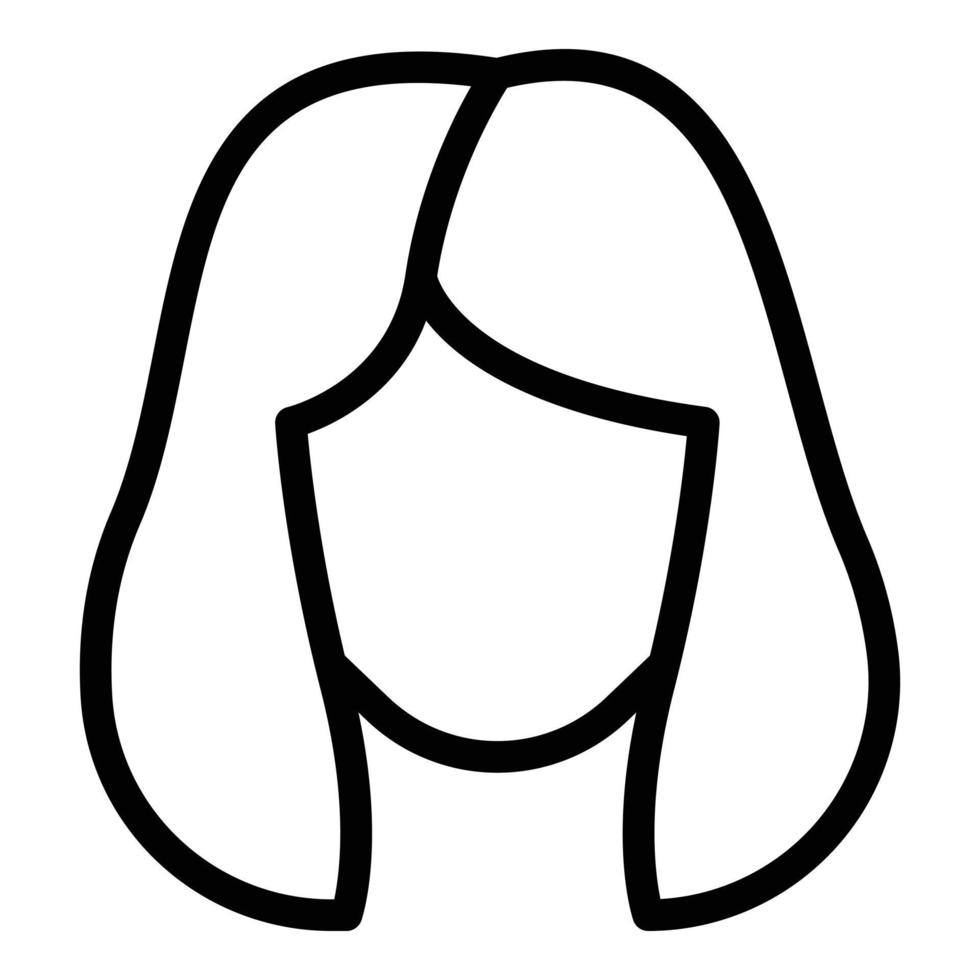 ícone de peruca de menina, estilo de estrutura de tópicos vetor