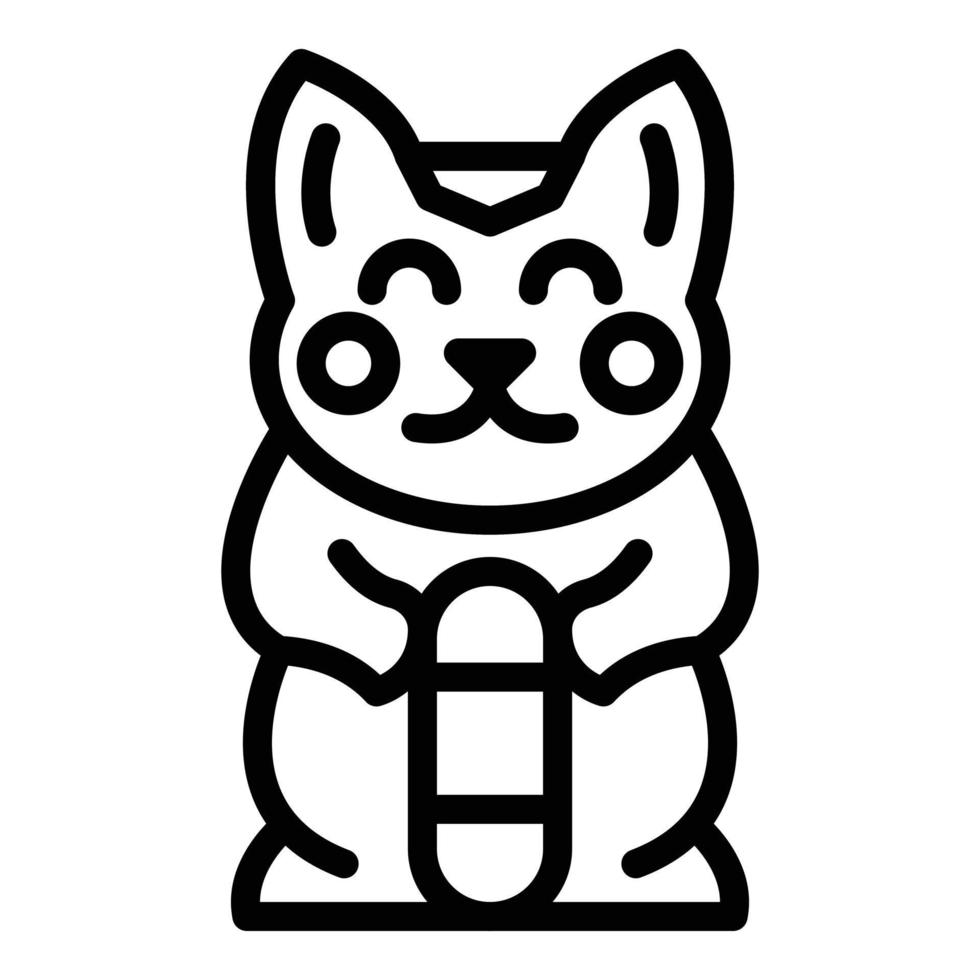 ícone de estatueta de gato, estilo de estrutura de tópicos vetor