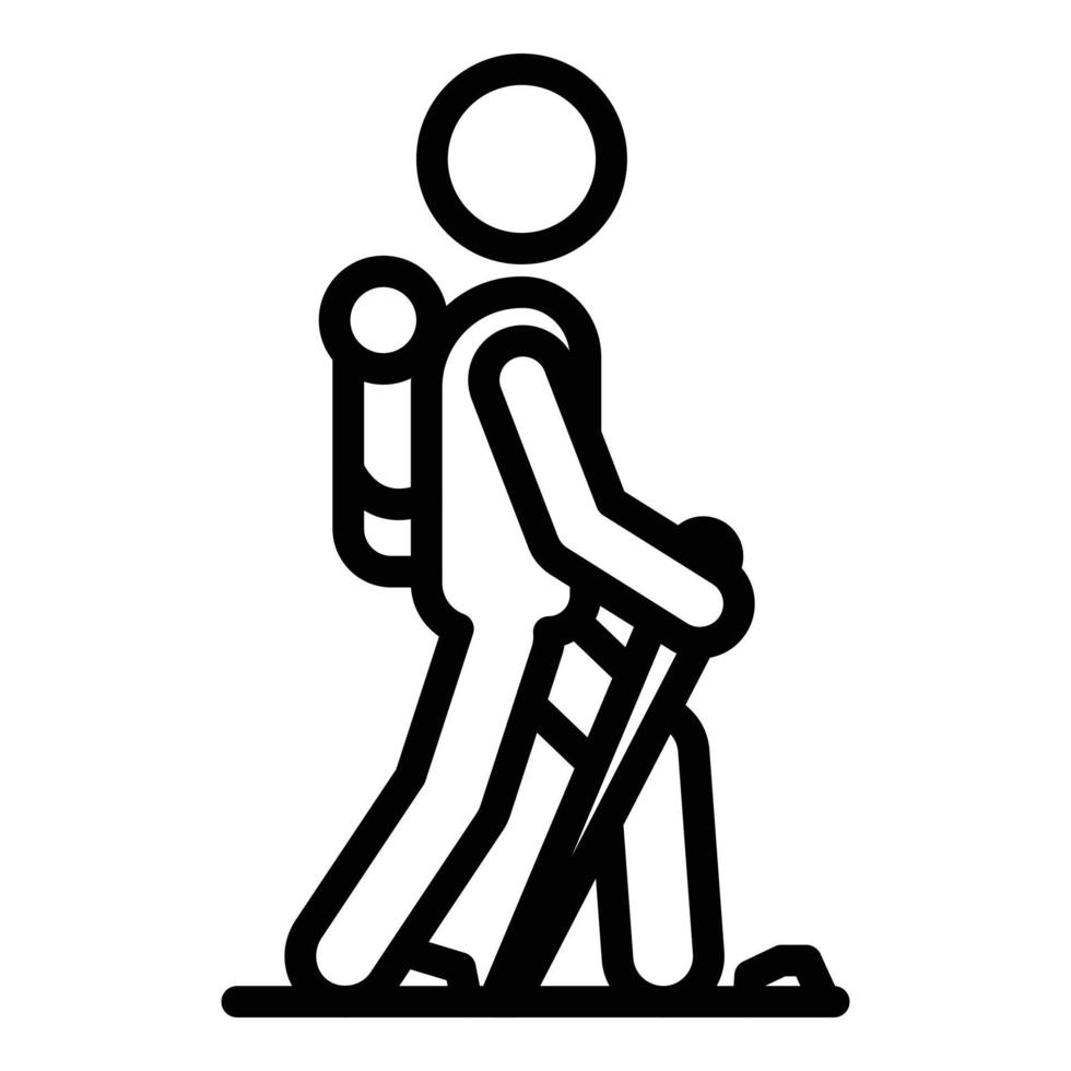 ícone de reabilitação de caminhada, estilo de estrutura de tópicos vetor