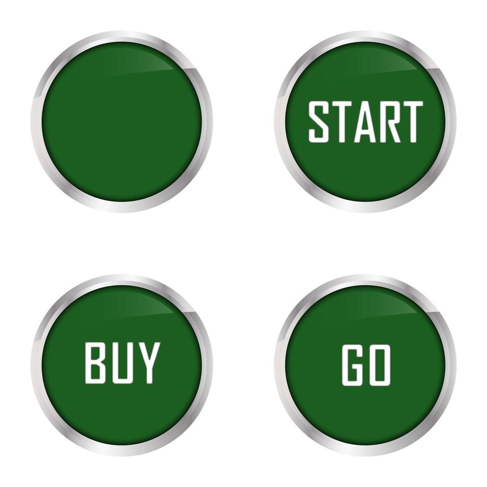 conjunto de quatro botões verdes vetor