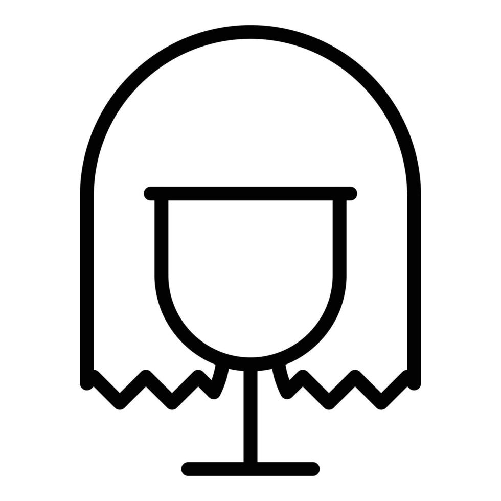 ícone de peruca fofa, estilo de estrutura de tópicos vetor