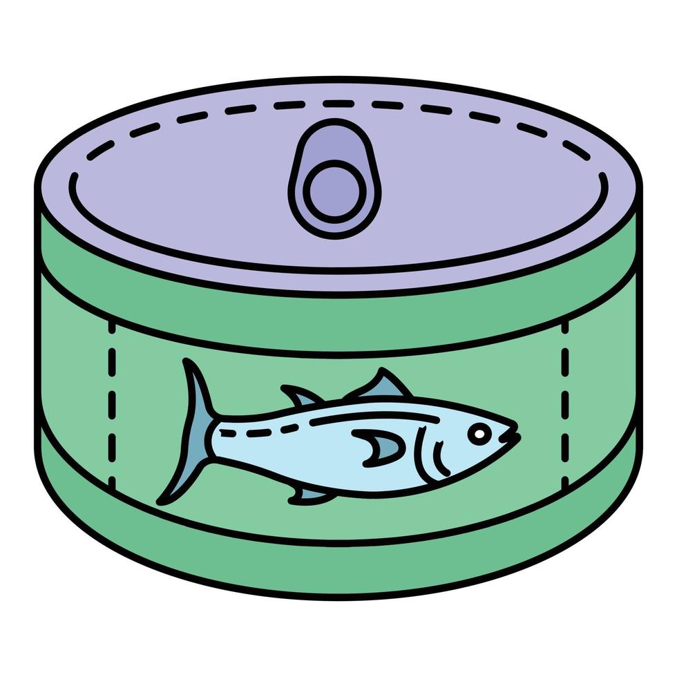 vetor de contorno de cor de ícone de lata de atum