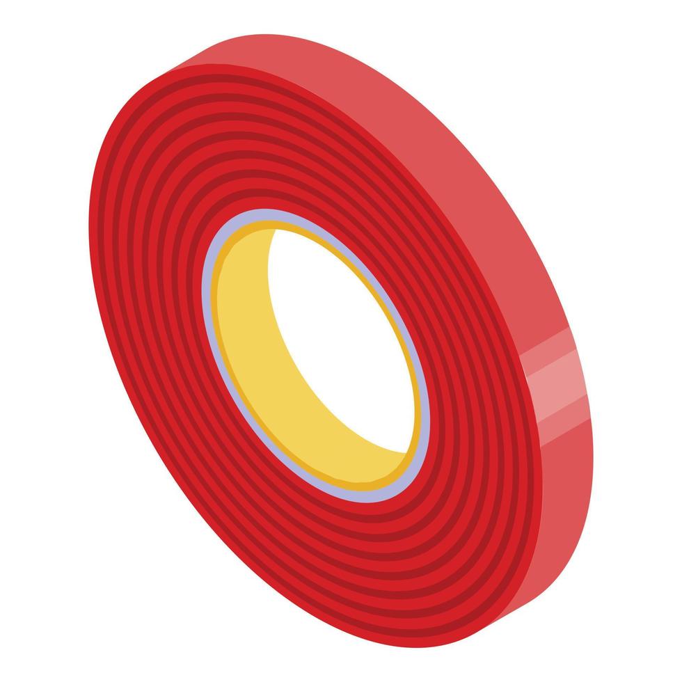 ícone de fita adesiva vermelha, estilo isométrico vetor